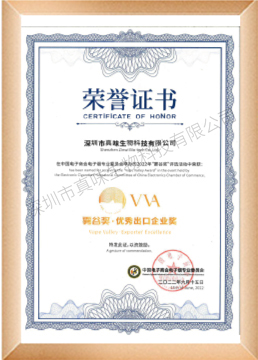 雾谷奖·优秀出口企业奖